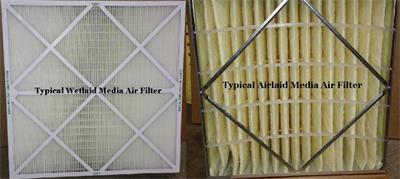 Comparación de medios de filtro de aire establecido con aire y colado en húmedo.